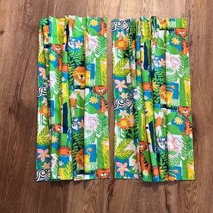 Vintage 60’s 70’s Sears Safari Jungle Animal Curtains Kids Room SET OF FOUR MCM
